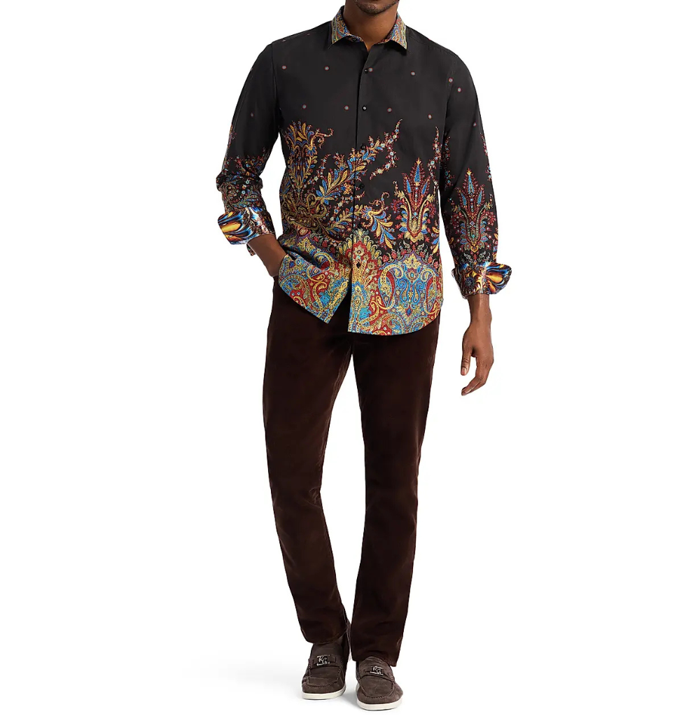 Robert Graham Taj Mahal Paisley Embroidered Cotton Shirt