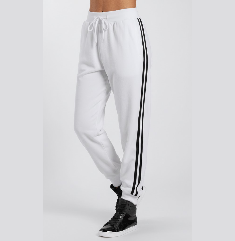 Balera Side Stripe Track Pants, White