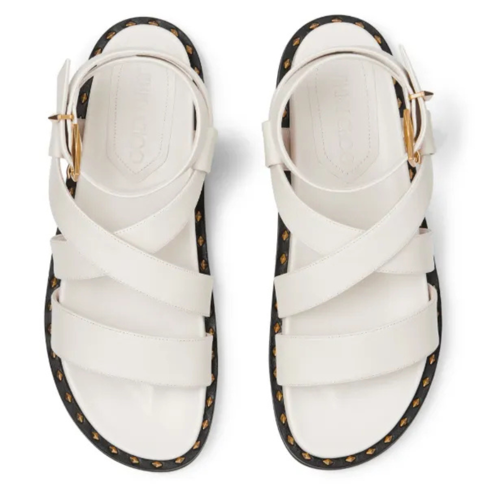 Jimmy Choo Blaise White Leather Sandals