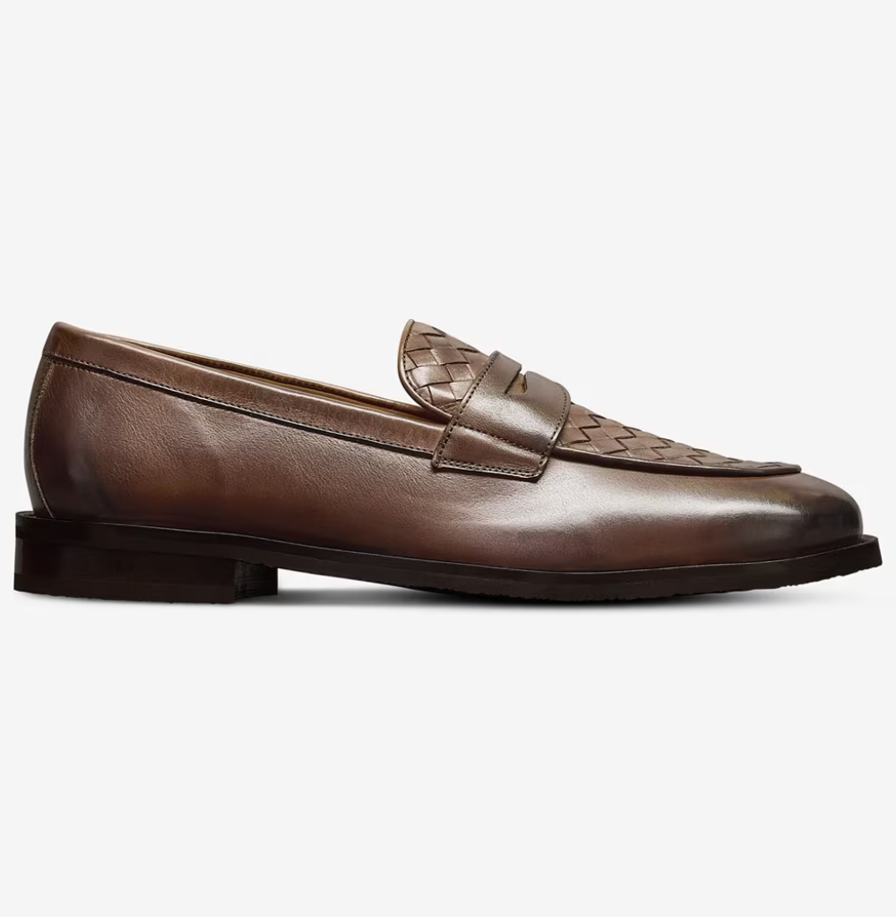 Allen Edmonds Como Woven Dark Brown Leather Penny Loafer