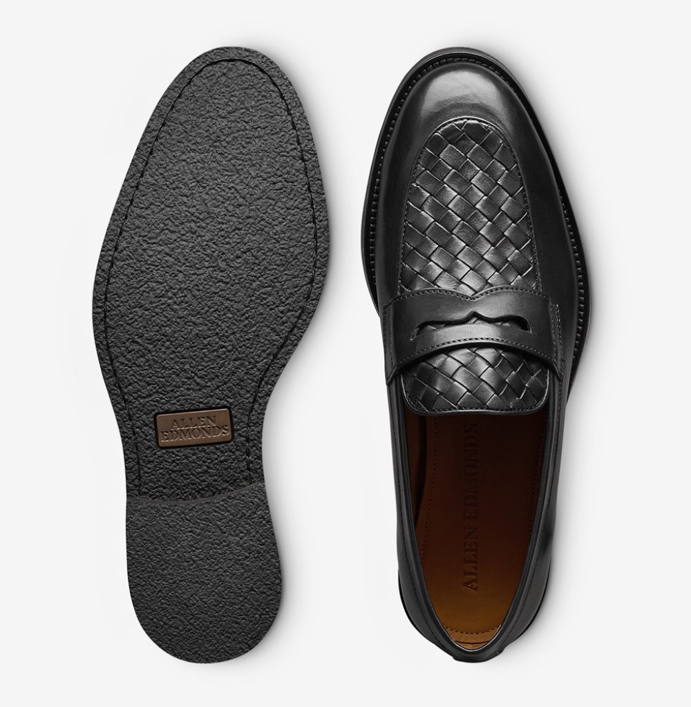 Allen Edmonds Como Woven Penny Black Leather Loafer
