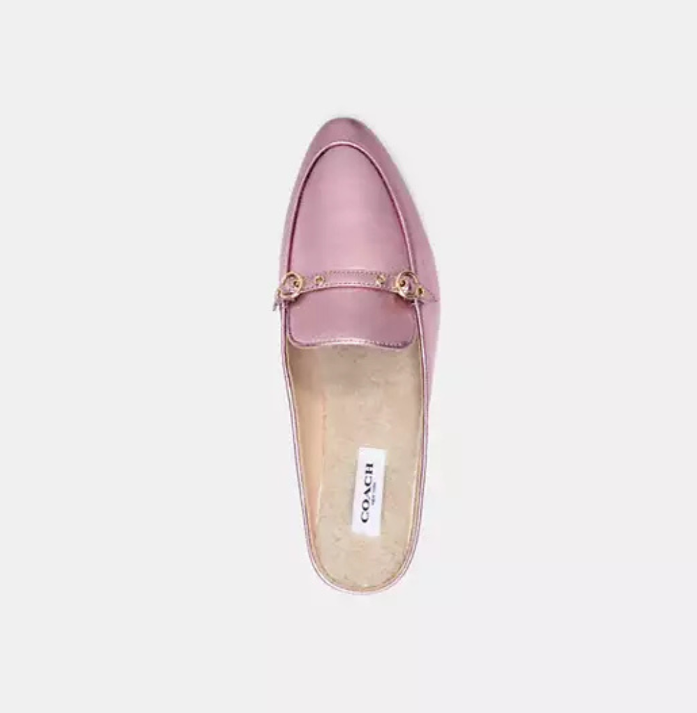 Coach Shearling Mule in Foil Pink