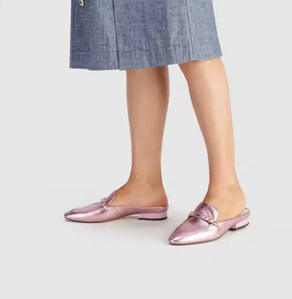Coach Shearling Mule in Foil Pink