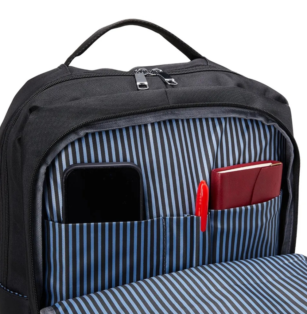 Austin Canvas Backpack with Laptop Compartment - Black