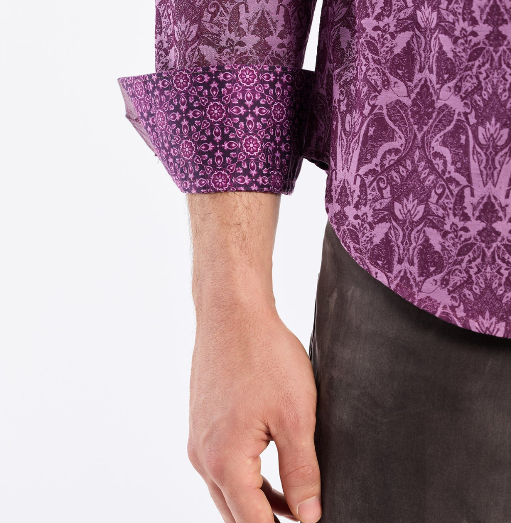 Robert Graham Highland Long Sleeve Button Down Shirt Classic Fit Berry