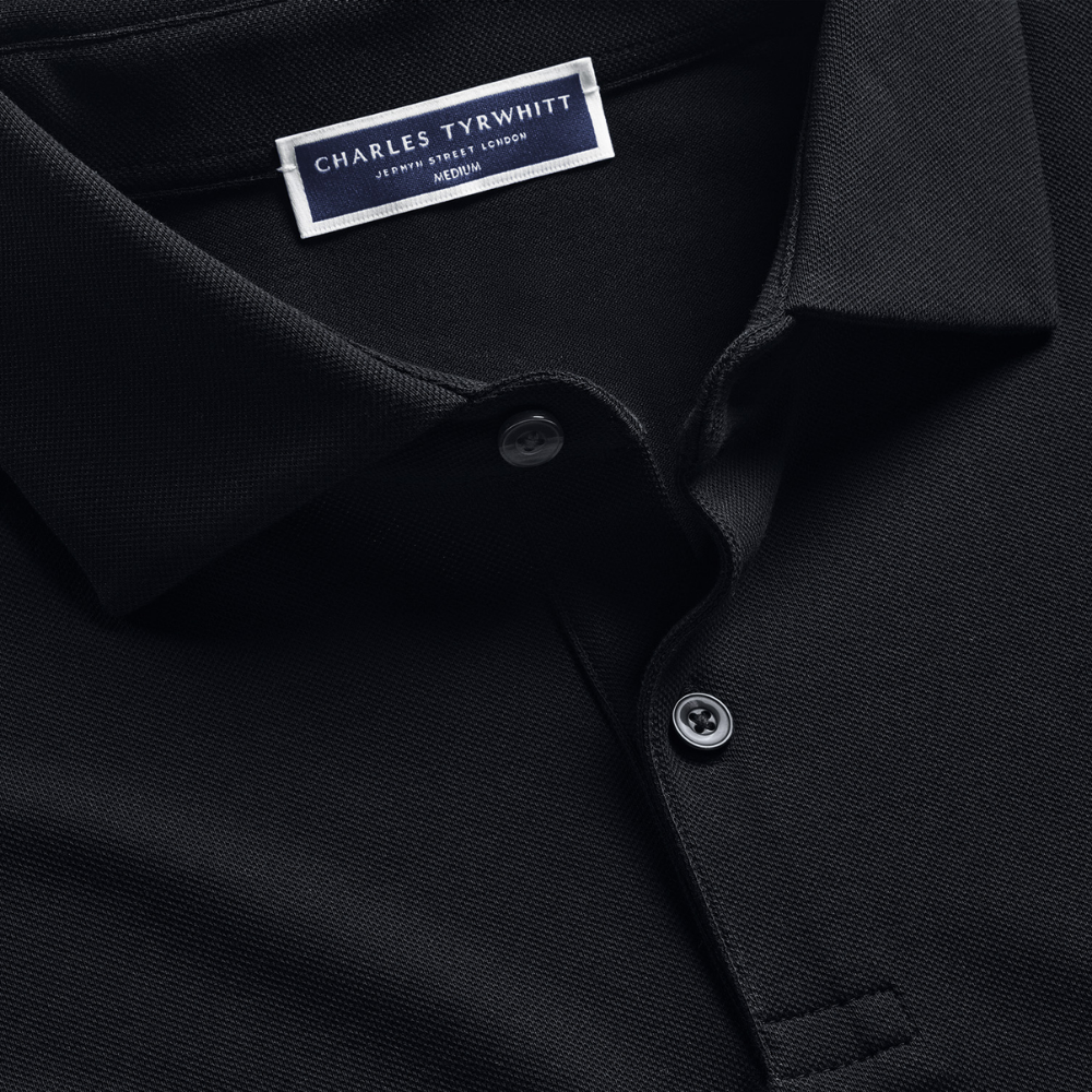 Charles Tyrwhitt Smart Pique Polo - Black