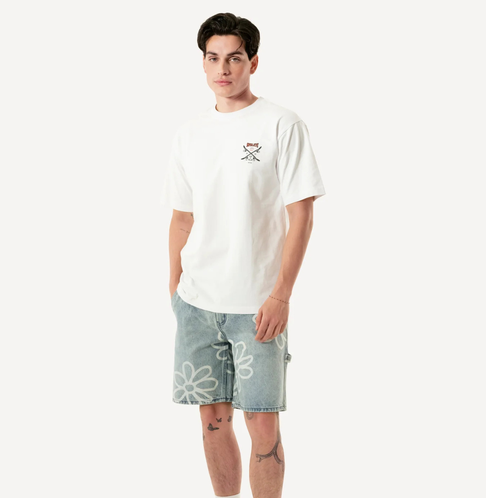 Wesc Mason Keep Rollin Unisex Oversize Fit S/S Crewneck Tee White