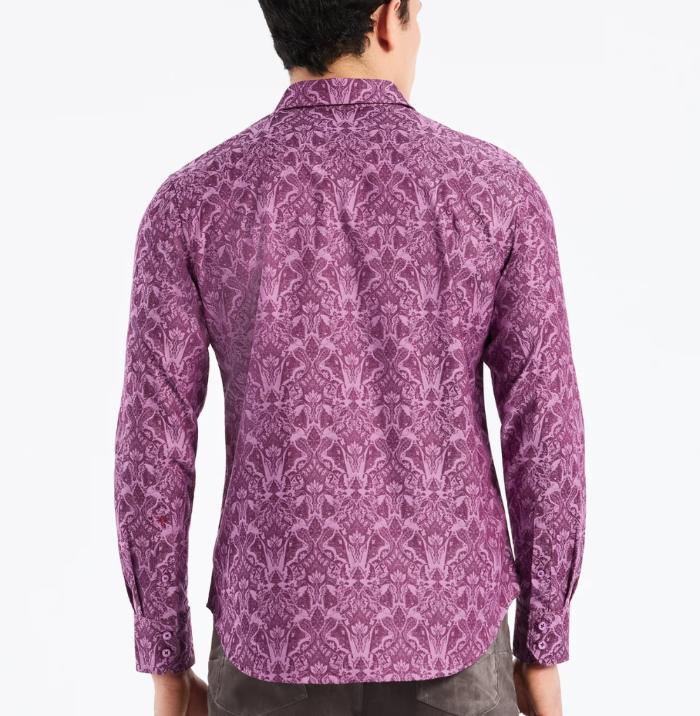 Robert Graham Highland Long Sleeve Button Down Shirt Classic Fit Berry
