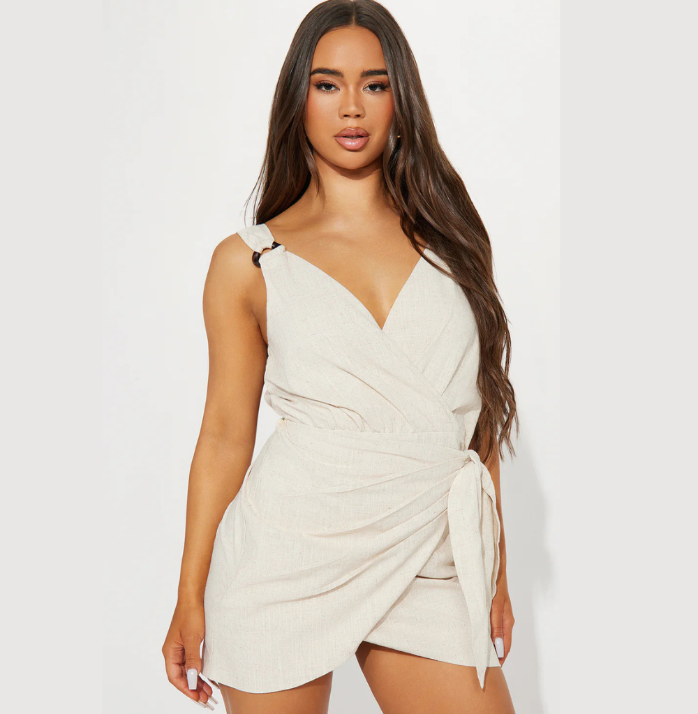 Fashion Nova Swept Off The Dune Mini Dress - Natural/Combo