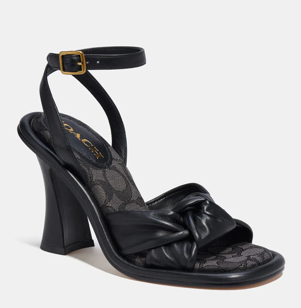 Coach Quincey Leather Strap Heel Black