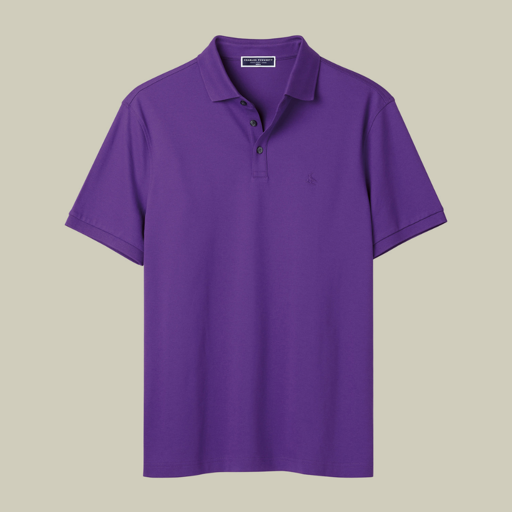 Charles Tyrwhitt Cotton Stretch Pique Polo - Purple