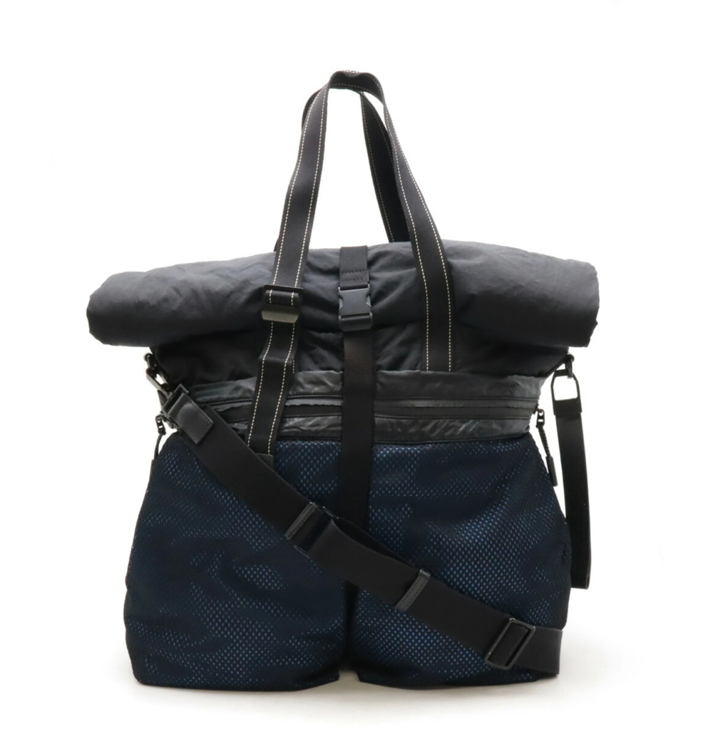 BOTTEGA VENETA Tote bag Shoulder Nylon Leather Black Blue