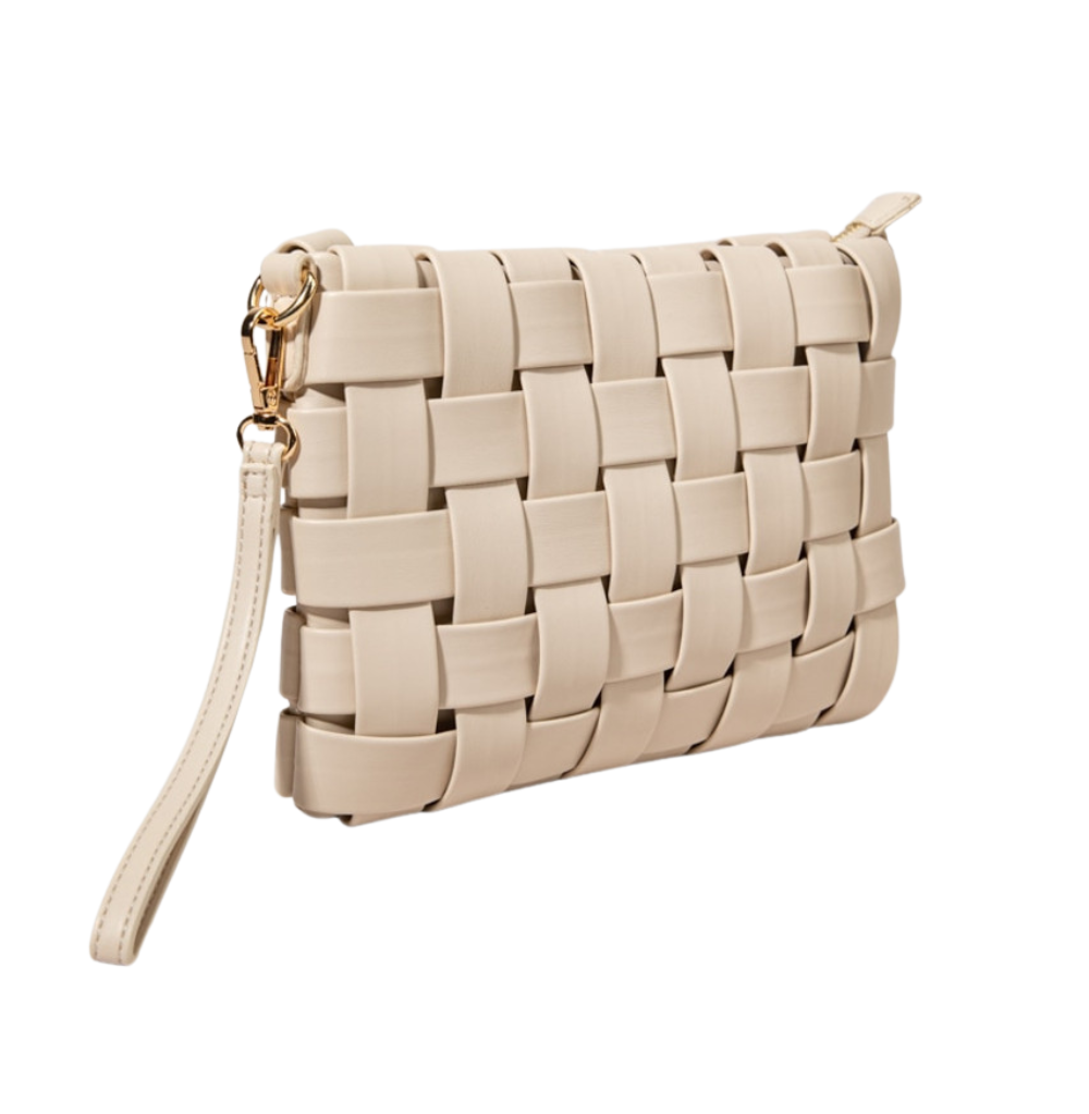 Francesca's Stefanie Faux Leather Cross Weave Crossbody Handbag