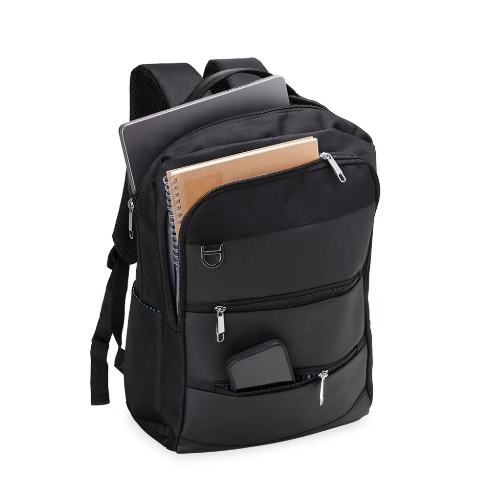 Austin Canvas Backpack with Laptop Compartment - Black