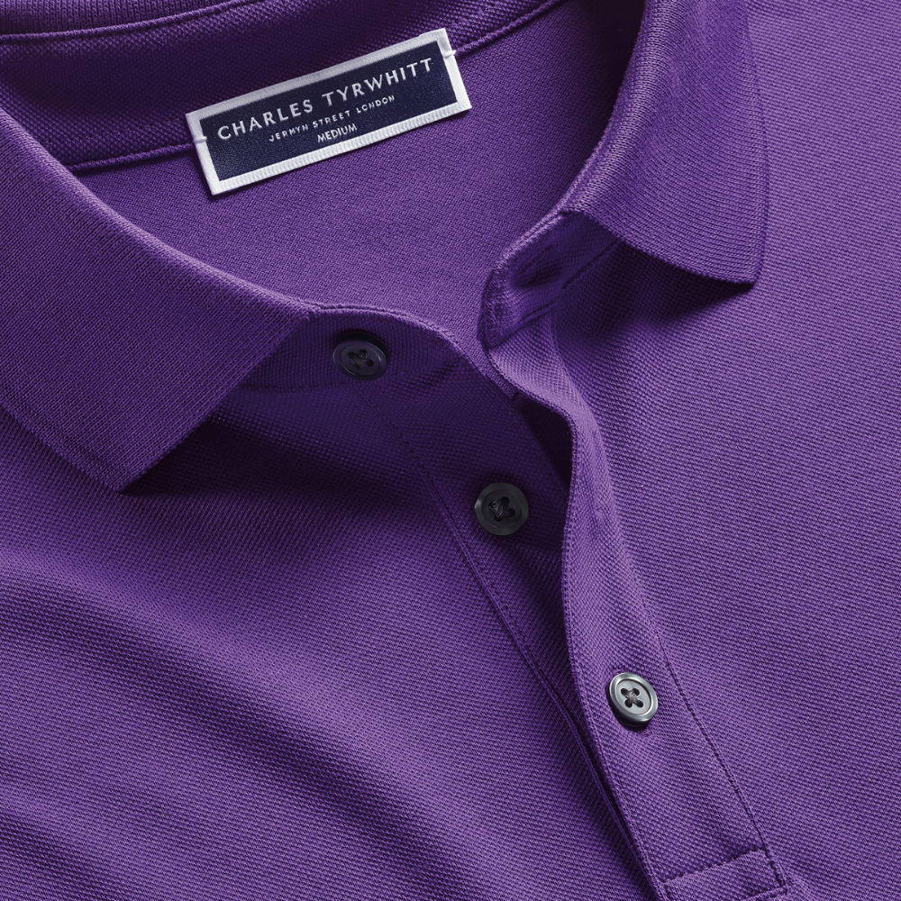 Charles Tyrwhitt Cotton Stretch Pique Polo - Purple
