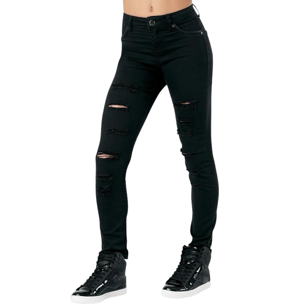 Balera Slashed Skinny Jeans Black