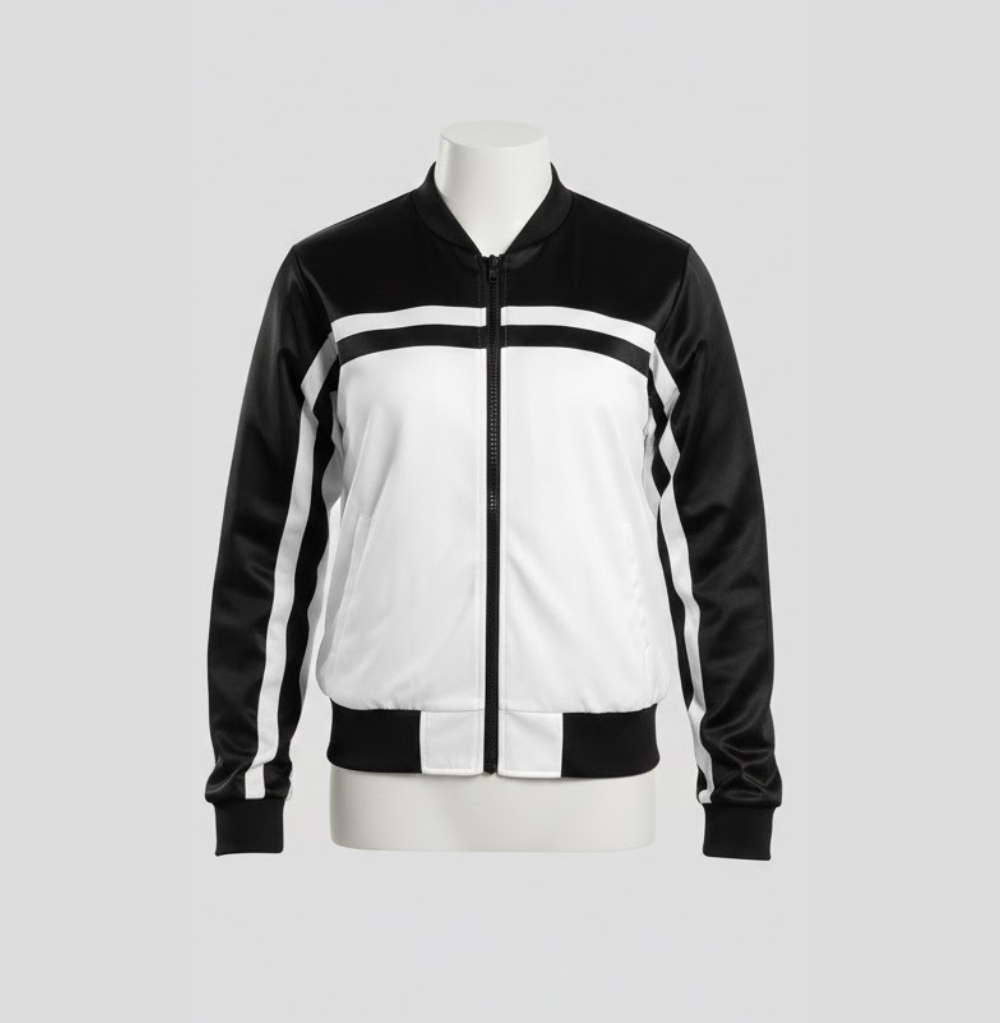 Balera Sporty Stripe Bomber Jacket White
