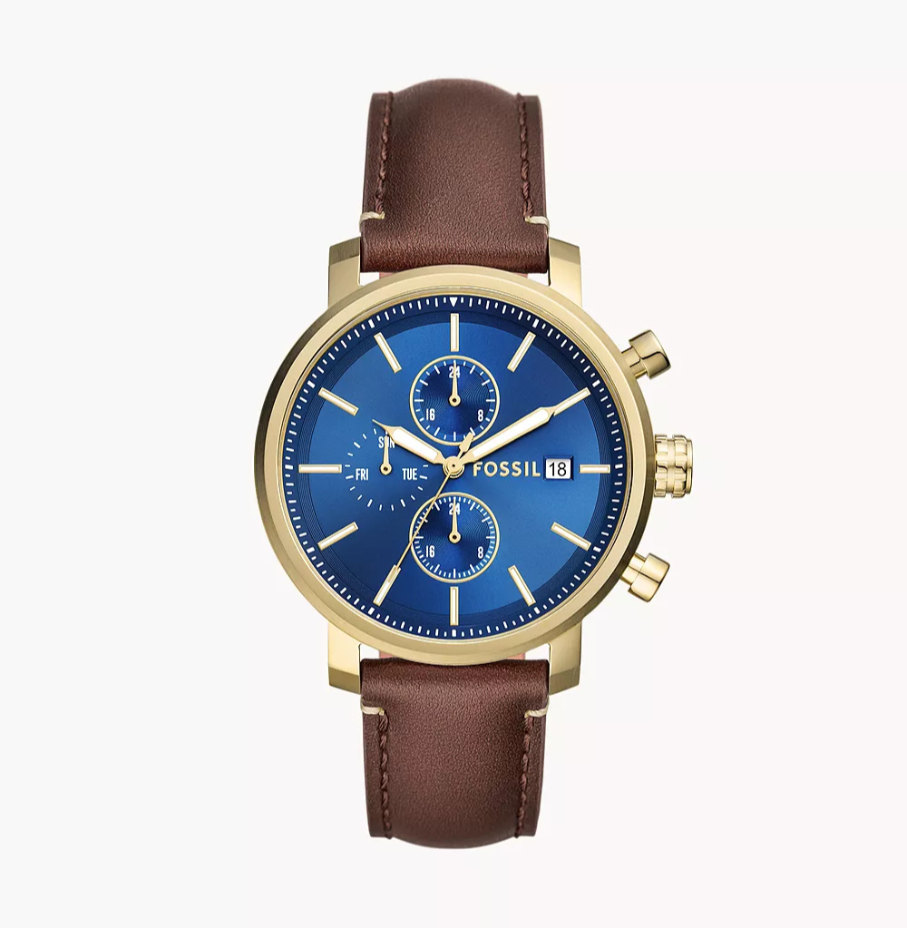 Fossil Rhett Multifunction Brown LiteHide™ Leather Watch