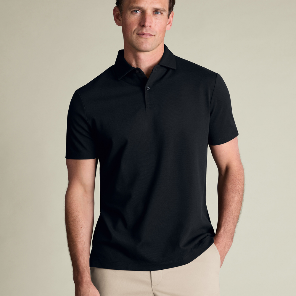 Charles Tyrwhitt Smart Pique Polo - Black