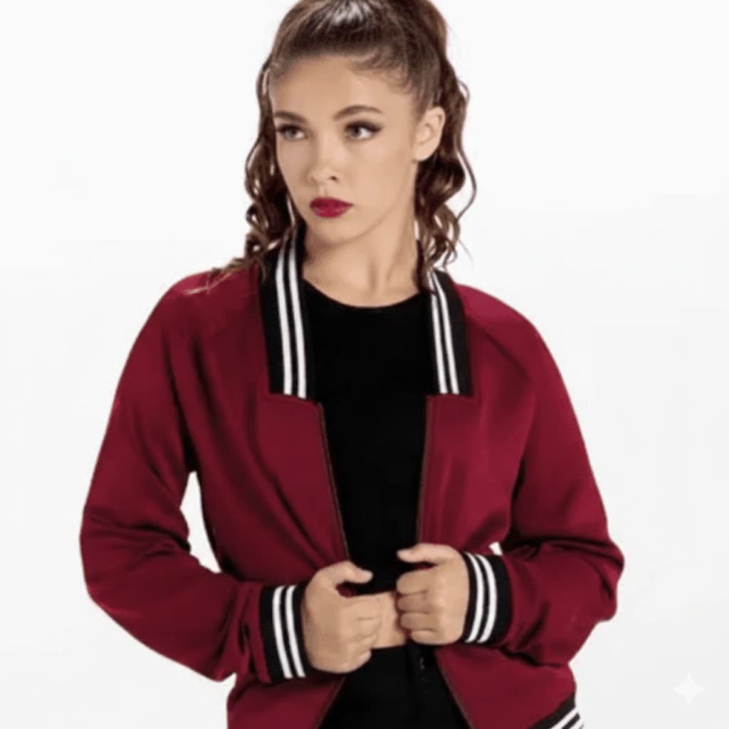 Balera Varsity Bomber Jacket, Black Cherry