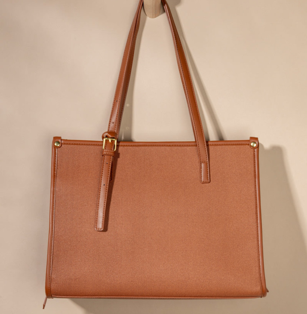 Francesca's Catalina Canvas And Vegan Leather Tote Bag
