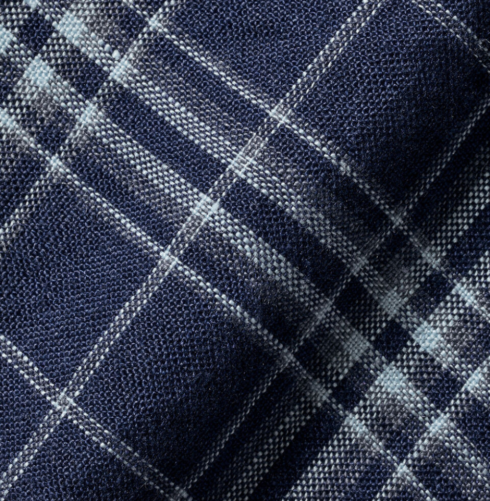 Charles Tyrwhitt Pure Linen Check Shirt - French Blue Classic Fit