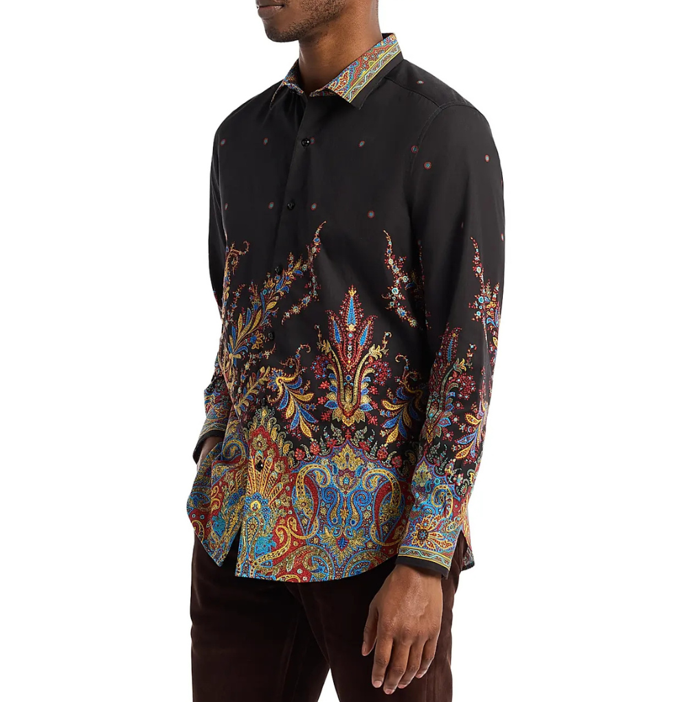 Robert Graham Taj Mahal Paisley Embroidered Cotton Shirt