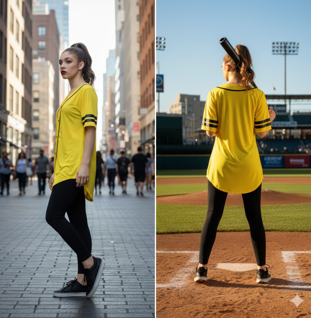 Balera Oversize Baseball Jersey Canary/Black