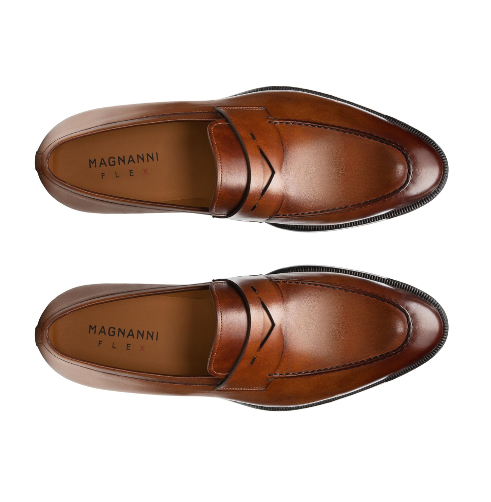 Magnanni Garner Men's Tabaco Leather Penny Loafers