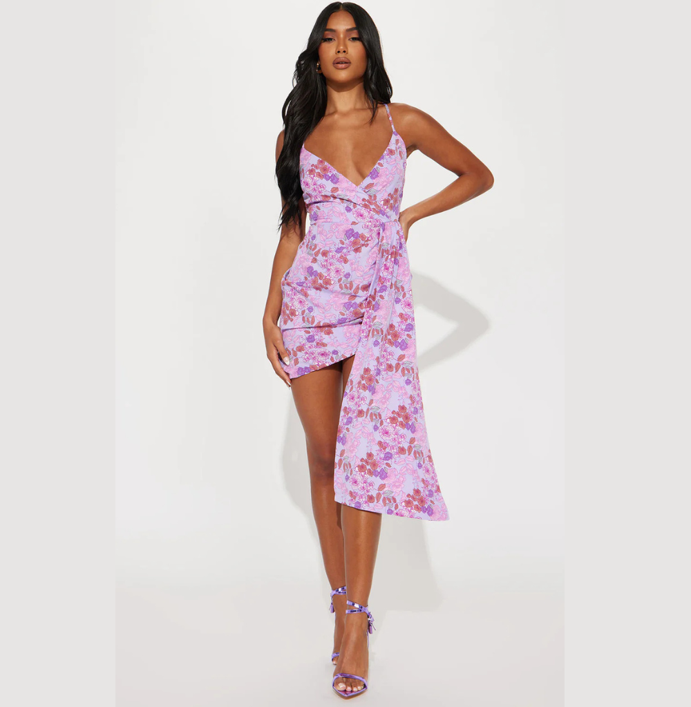Fashon Nova Esmi Floral Mini Dress - Purple/combo