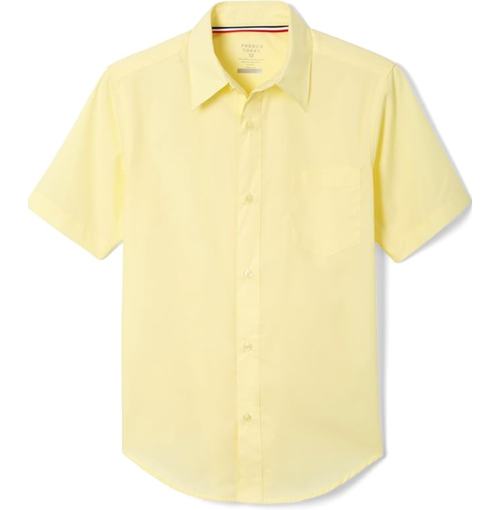 French Toast Men Short Sleeve Oxford Shirt Light Yellow