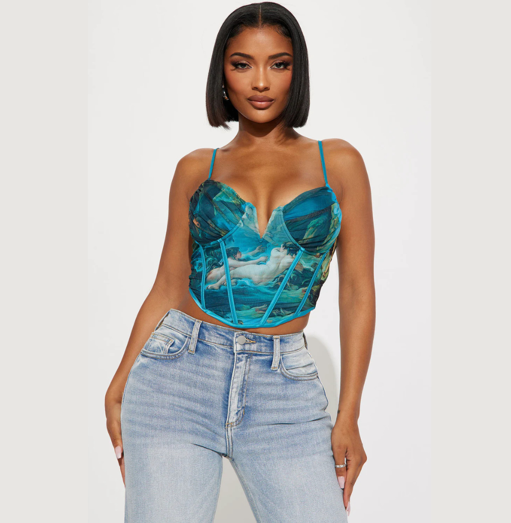 Fashion Nova Ever After Corset Top - Blue/combo