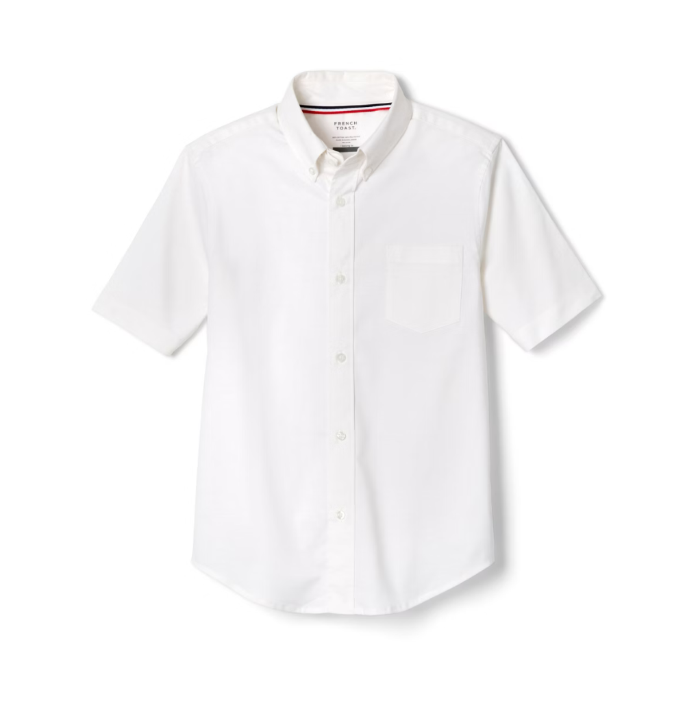 French Toast Men Short Sleeve Oxford Shirt White