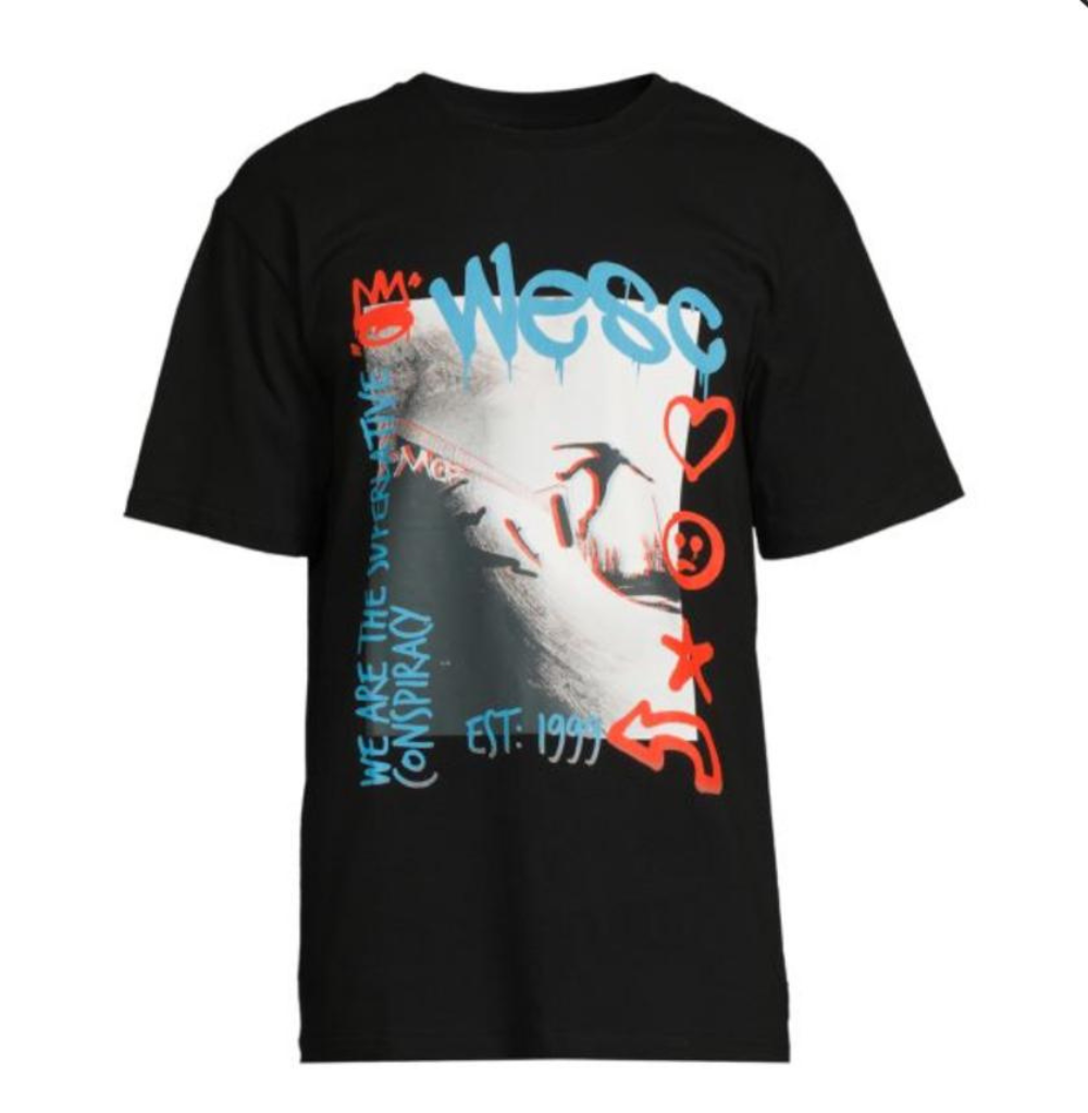 Wesc Mason SS Tee Skater Glitch Unisex Oversize Fit S/S Crewneck Tea Black