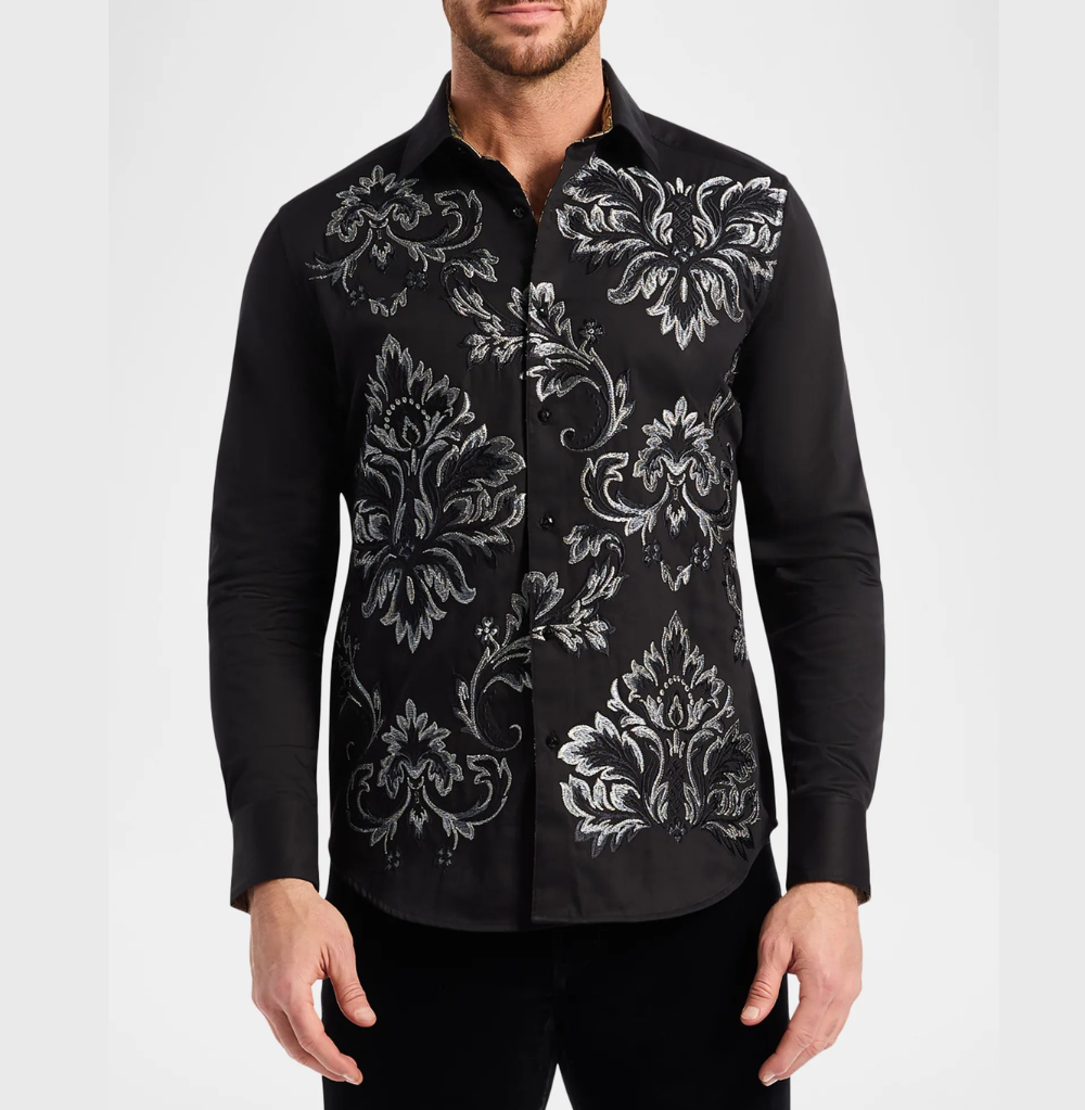 Robert Graham Lion's Shadow Embroidered Button-Down Shirt