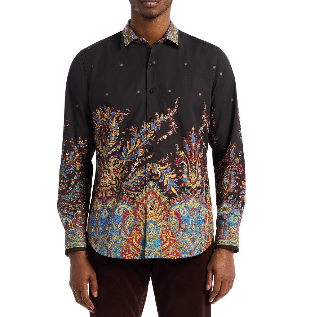 Robert Graham Taj Mahal Paisley Embroidered Cotton Shirt