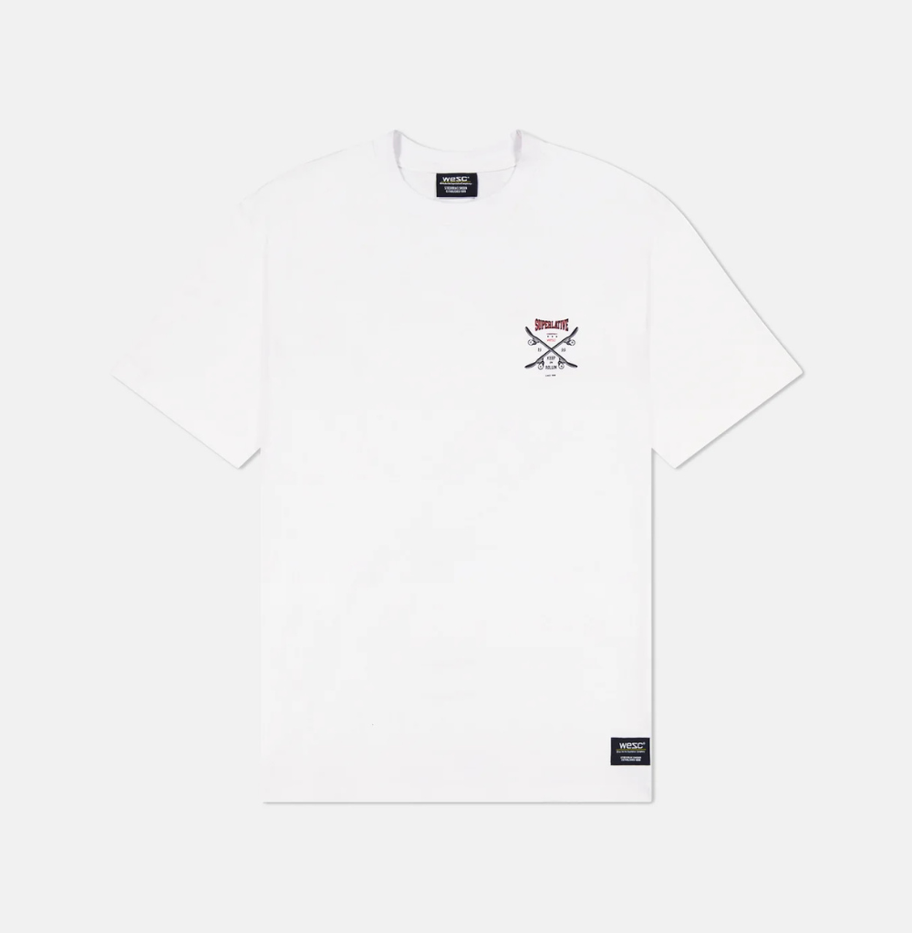 Wesc Mason Keep Rollin Unisex Oversize Fit S/S Crewneck Tee White