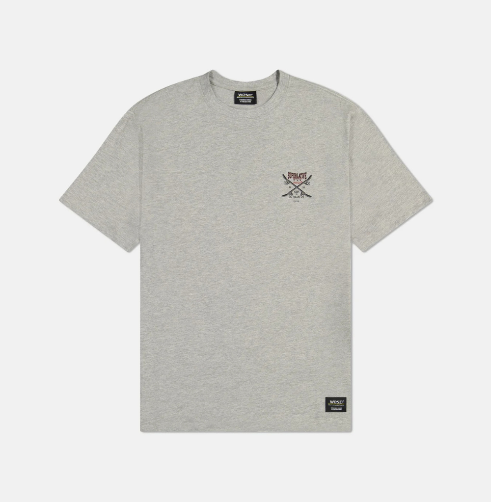 Wesc Mason S/S Tee Keep Rollin Unisex Oversize Fit S/S Crewneck Tee Heather Grey